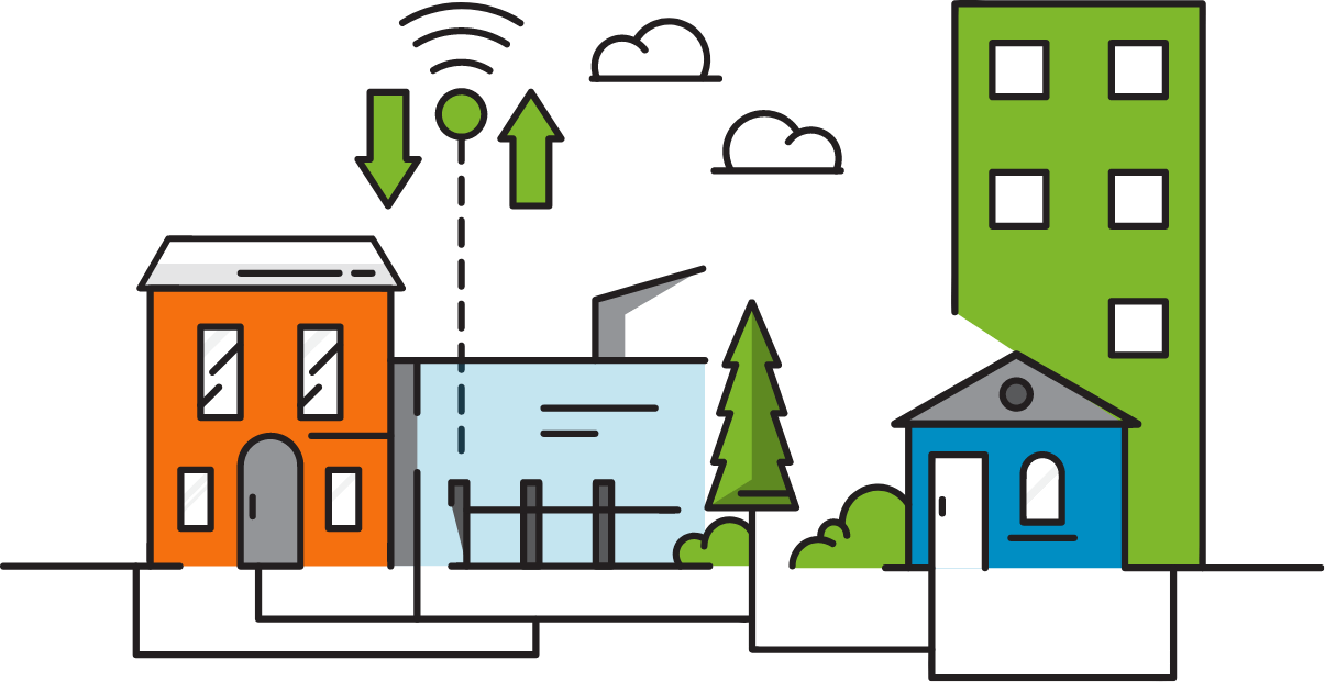 illustration of highspeed wifi in a neighborhood 