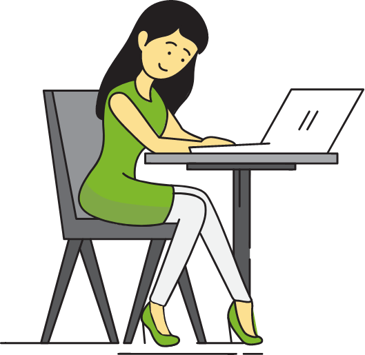 illustation of a woman working at a laptop
