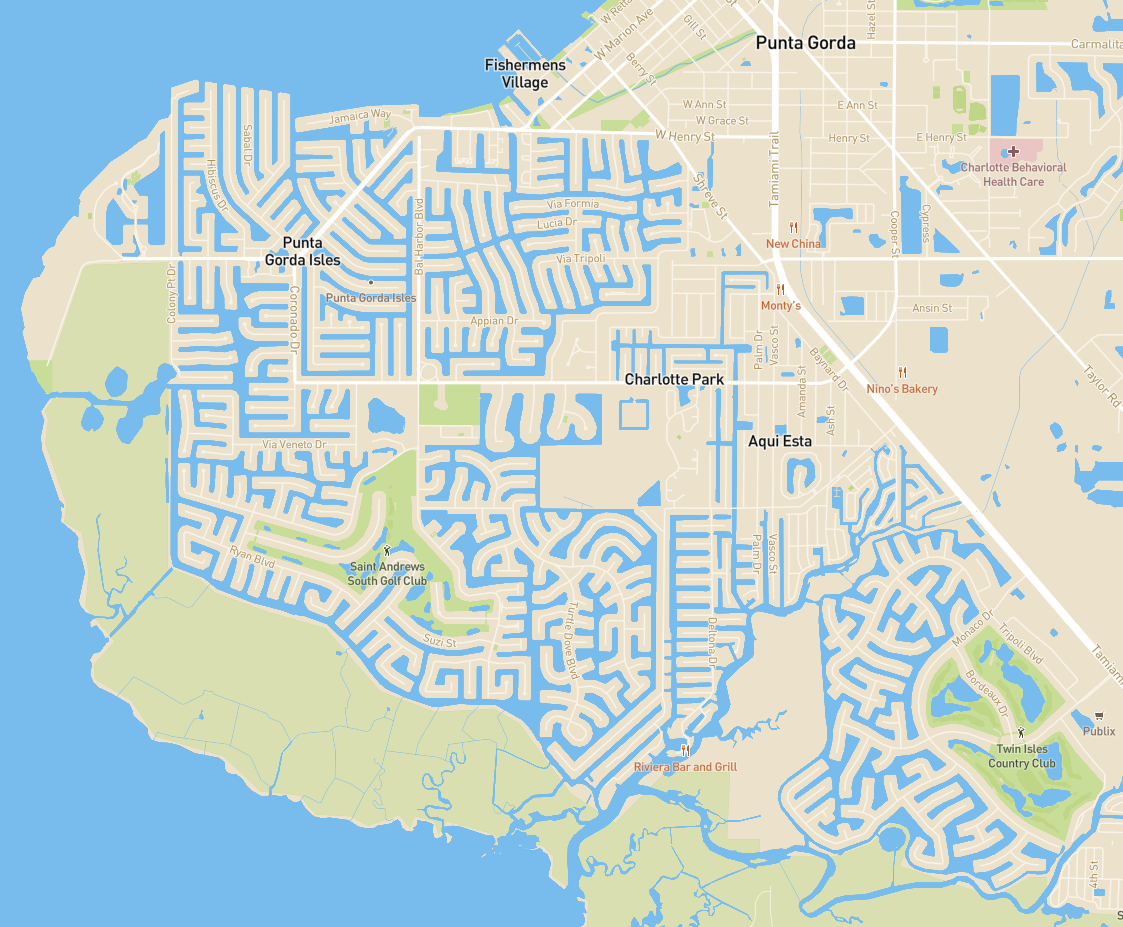 Map of HyperFiber service area in Punta Gorda Florida